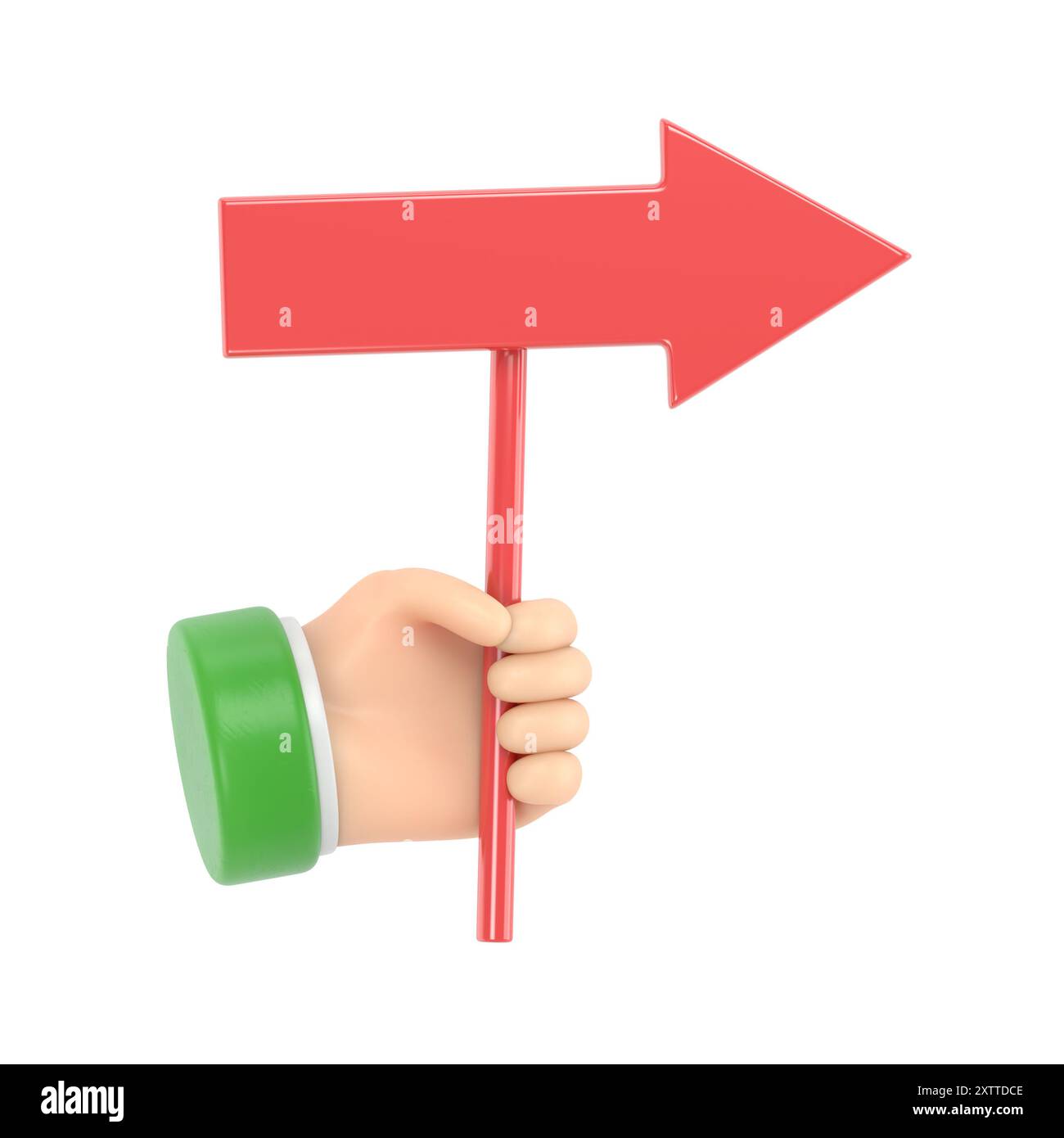 Maquette d'icône de geste de dessin animé. Flèche du pointeur dans un dessin animé. Disney Cartoon.3D rendu sur fond blanc. Banque D'Images