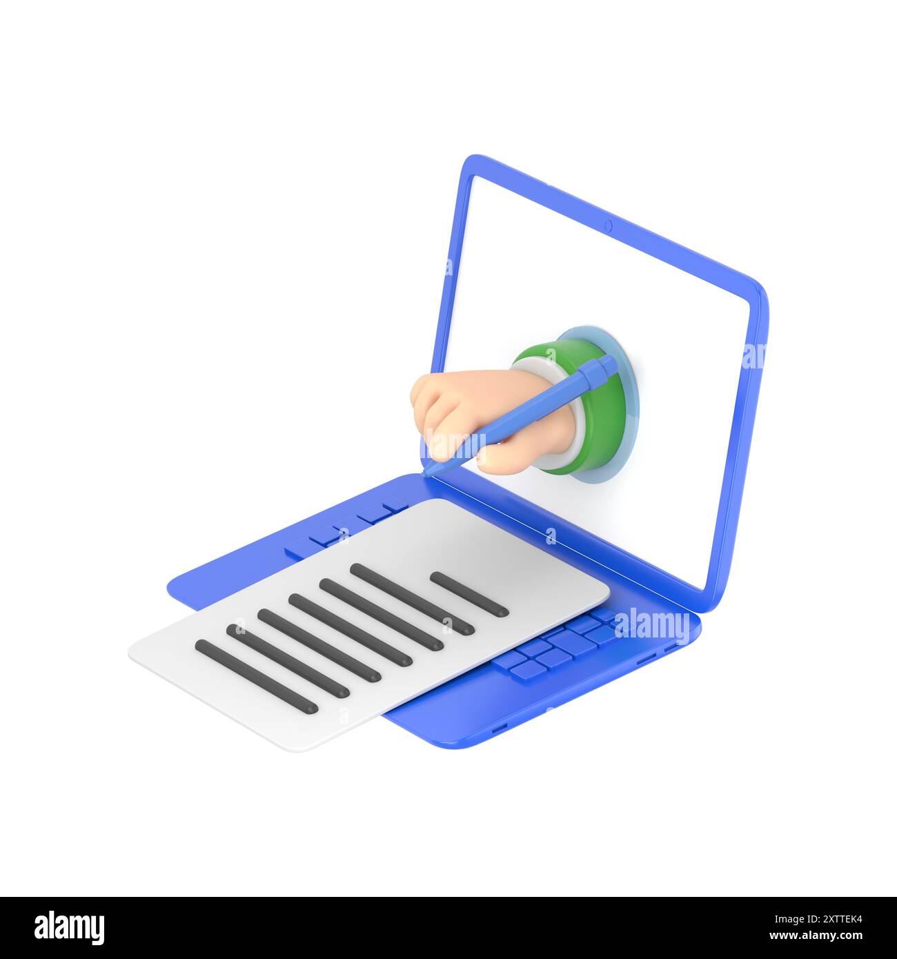 Concept de signature électronique isométrique. formulaire numérique joint au document transmis électroniquement, vérification de l'intention de signer l'accord et leg Banque D'Images