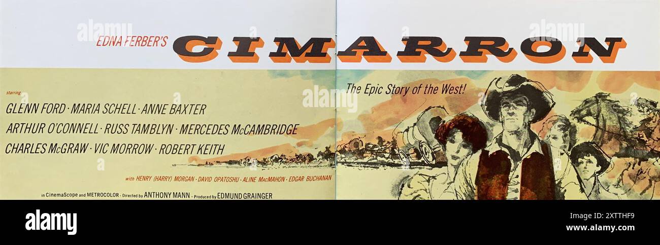 GLENN FORD MARIA SCHELL ANNE BAXTER ARTHUR O'CONNELL RUSS TAMBLYN MERCEDES McCAMBRIDGE CHARLES McGraw Vic MORROW et Robeert KEITH in CIMARRON 1960 réalisateur ANTHONY MANN roman Edna Ferber musique Franz Waxman Producteur Edmund Grainger Metro Goldwyn Mayer (MGM) Banque D'Images