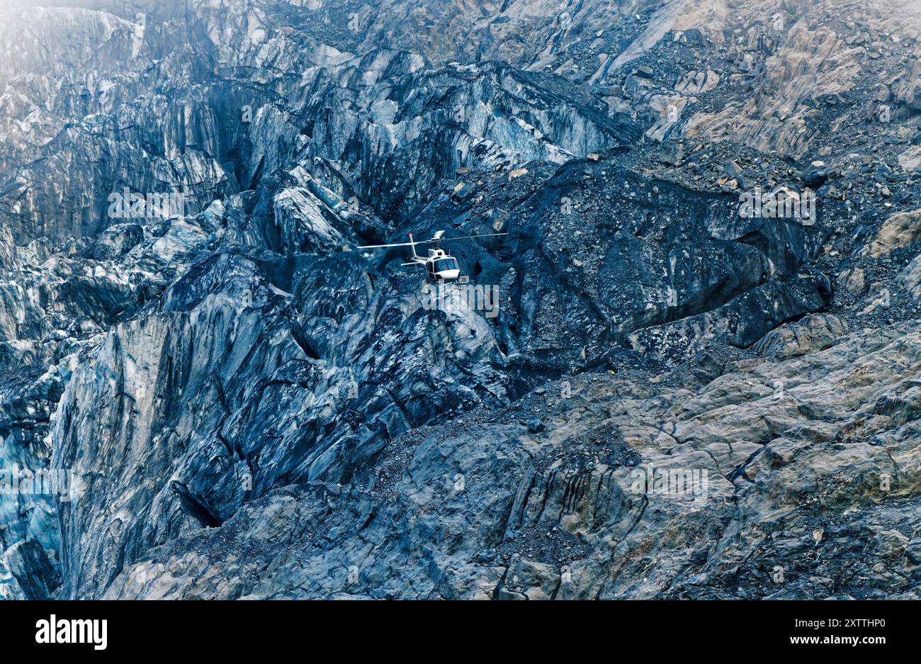 Glacier Franz Josef, parc national de Tai Poutini, Westland, île sud, côte ouest, Aotearoa / Nouvelle-Zélande - 6 juillet 2024 : un vol panoramique en hélicoptère Banque D'Images