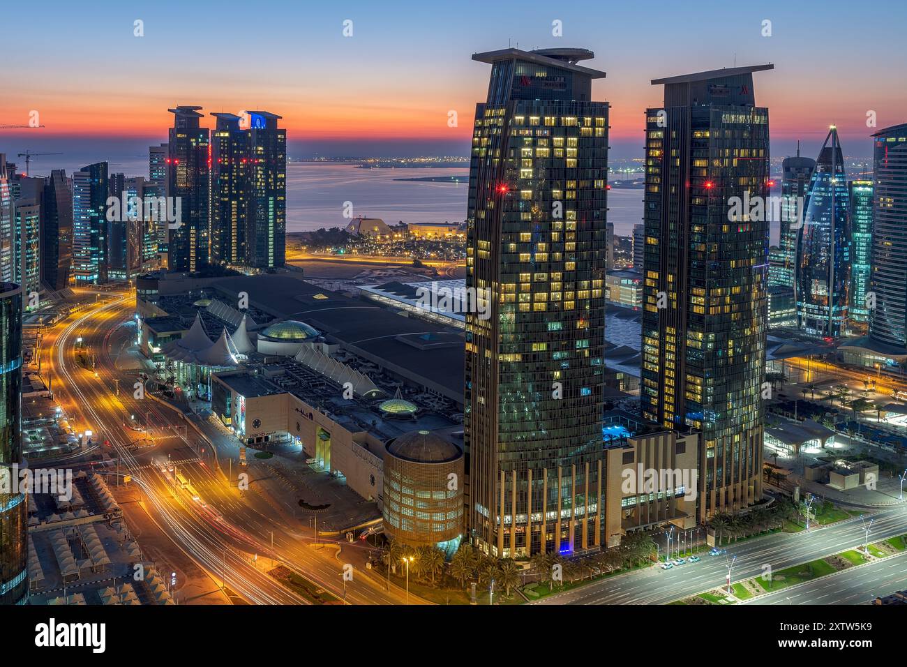 Magnifique paysage urbain de West Bay Area. Marriott Hotel Doha Banque D'Images