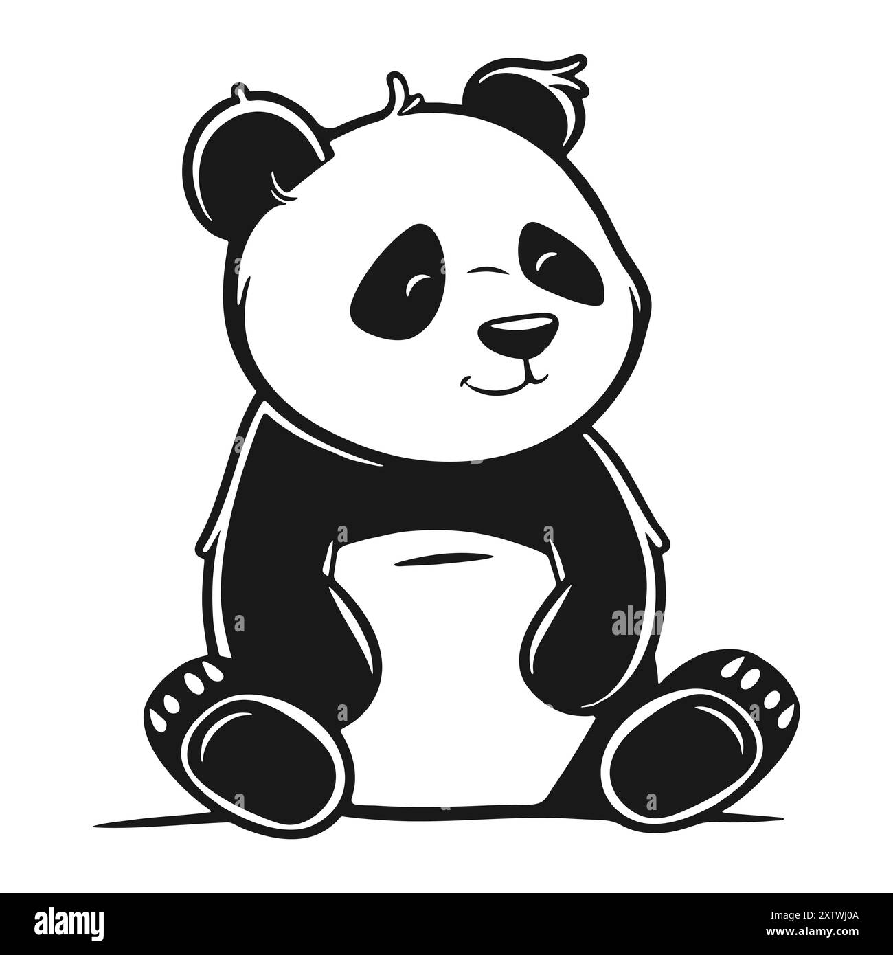 Ours panda mignon isolé sur fond blanc. Personnage enfantin de dessin animé. Mascotte animale, icône vectorielle Illustration de Vecteur