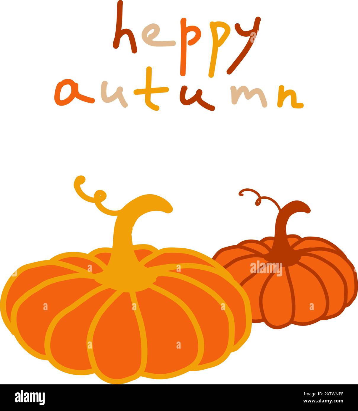 Carte de voeux joyeux automne avec deux citrouilles au lettrage joyeux Illustration de Vecteur