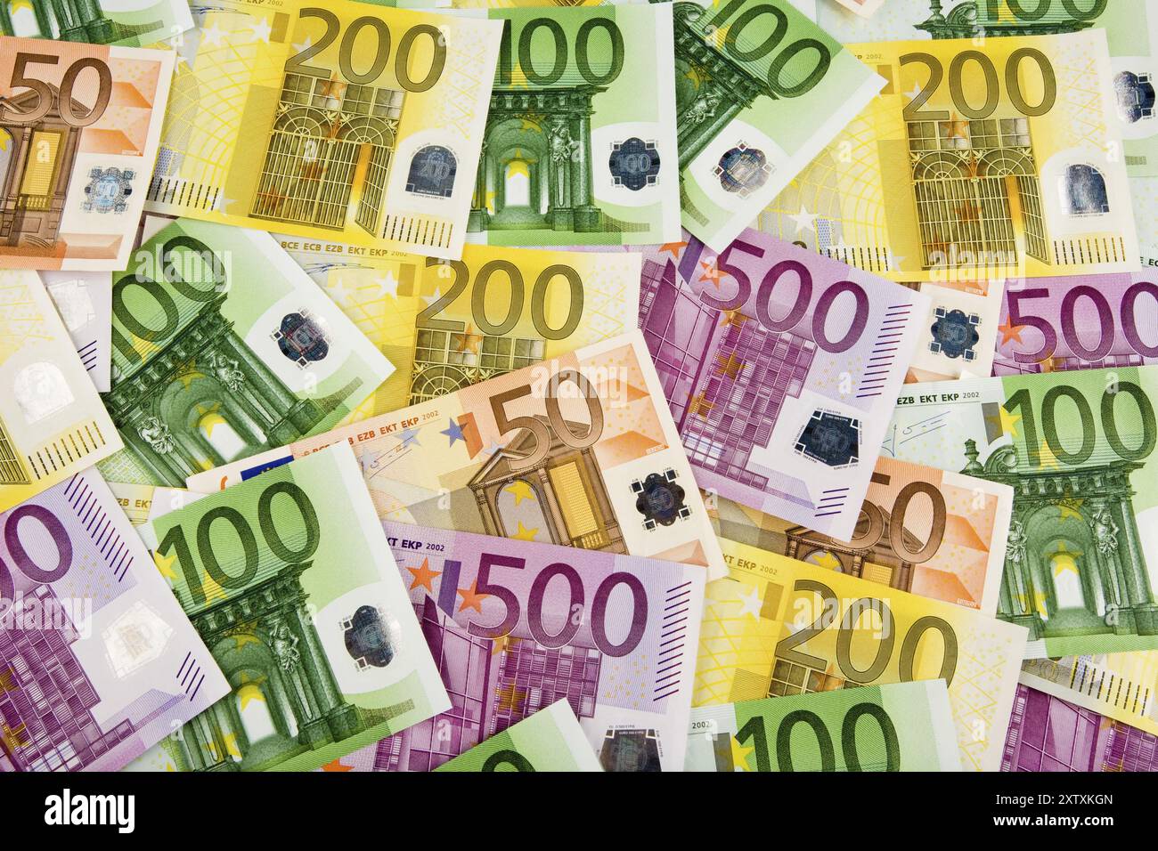 Billets de 100, 200, 500 euros, Studio Banque D'Images