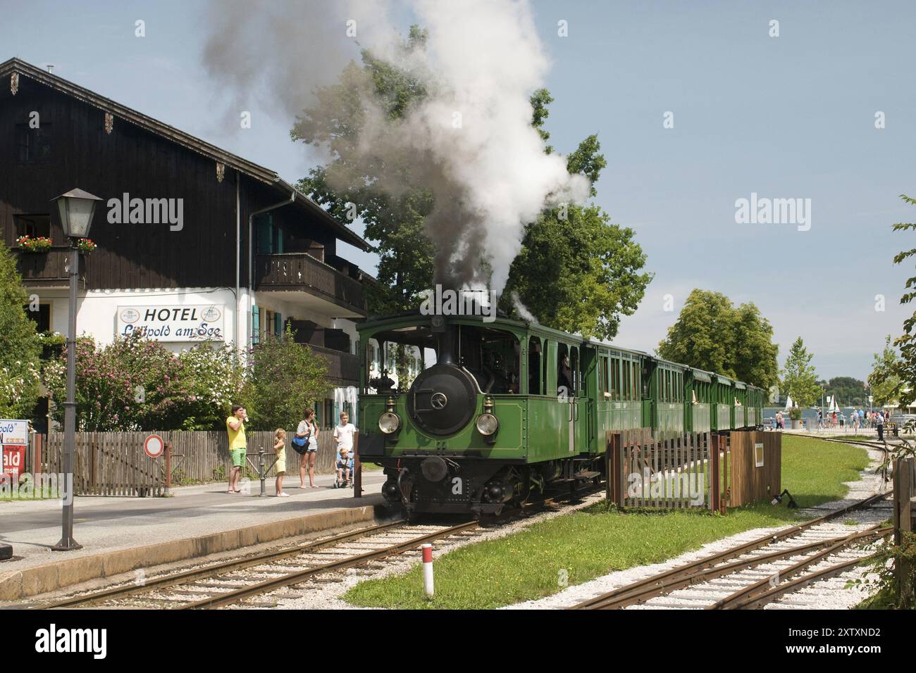 Europe, Allemagne, Bavière, Chiemsee, Chiemgau, Prien-Stock, Chiemseebahn, chemin de fer à voie étroite, locomotive à vapeur de 1887, Prien, Bavière, Allemagne, UE Banque D'Images