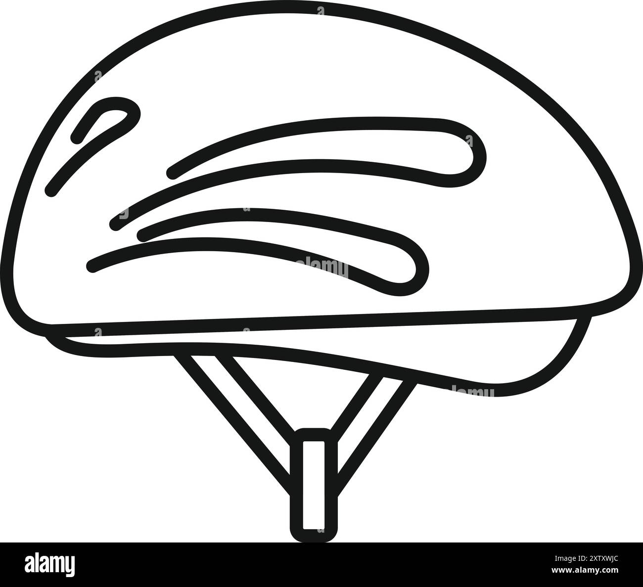 Dessin au trait d'un casque de vélo assurant la sécurité pendant les sorties et les courses Illustration de Vecteur