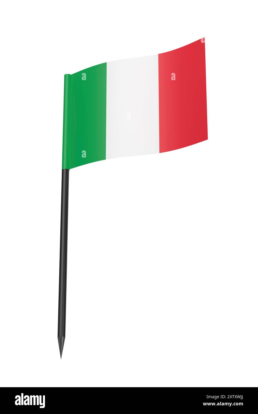 Cure-dent drapeau italien isolé sur un fond blanc Banque D'Images