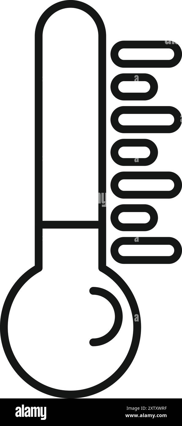 Icône de contour vectoriel d'un thermomètre indiquant l'augmentation de la température Illustration de Vecteur