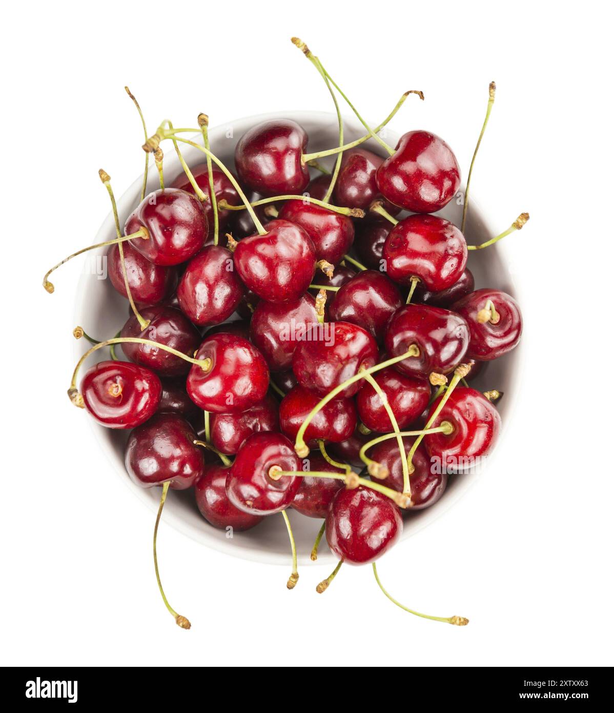 Partie de cerises comme détaillé close-up shot isolé sur fond blanc Banque D'Images