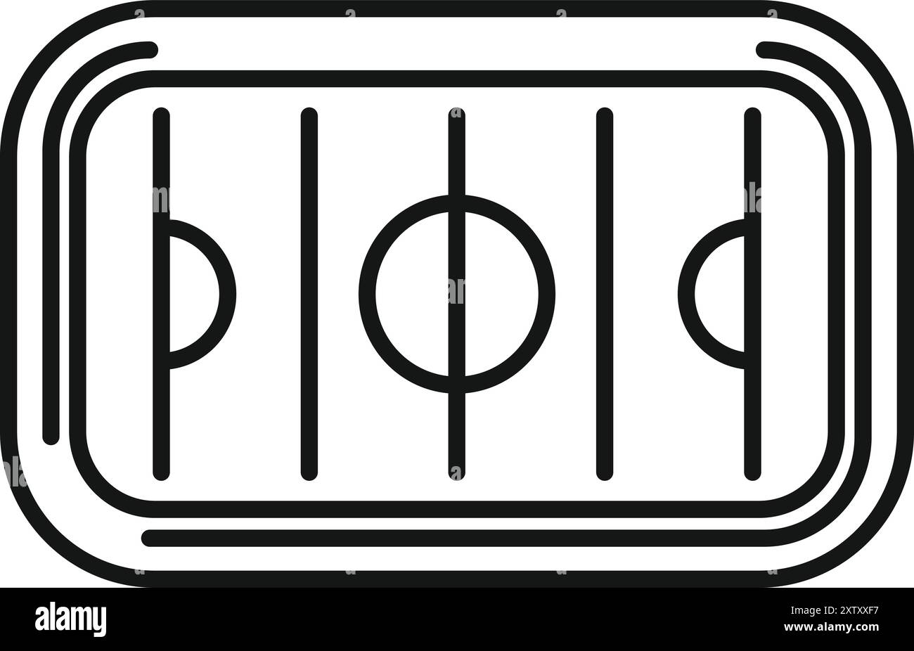 Vue de dessus du terrain de football montrant le cercle central et les lignes latérales marquant un terrain de football pour une compétition sportive en équipe Illustration de Vecteur