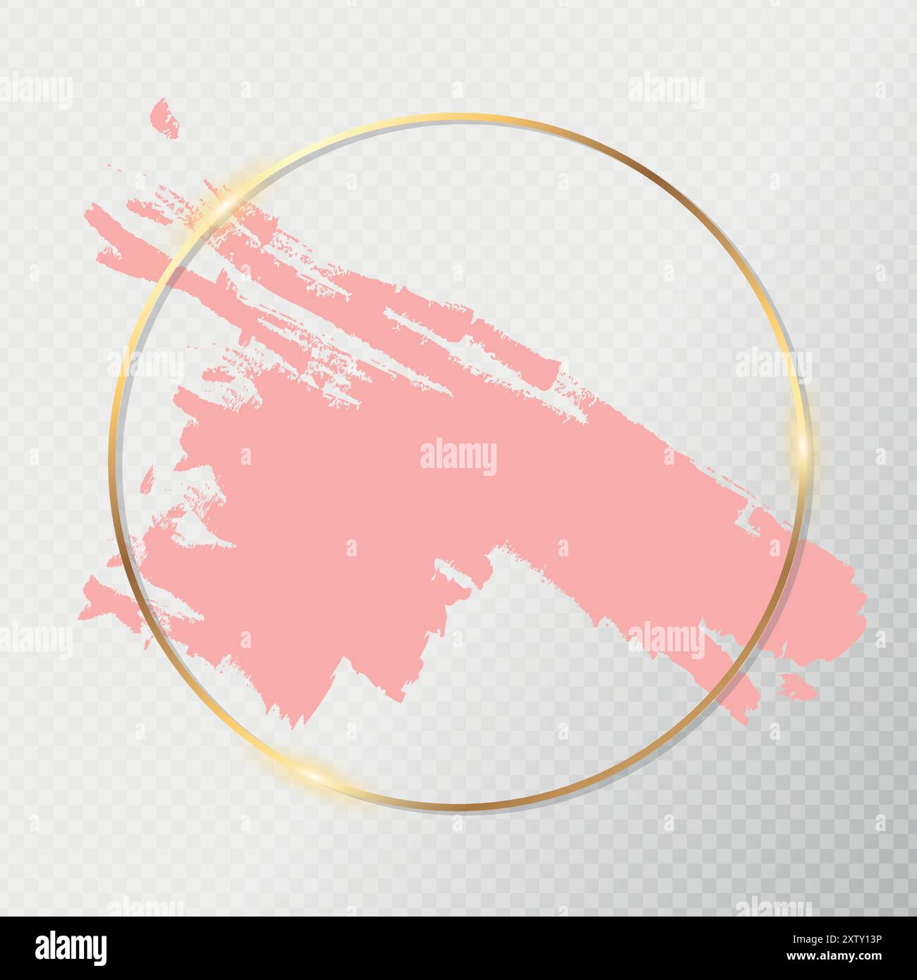 Cadre doré minimaliste brillant avec trait de peinture sur fond dégradé. Bordure ronde dorée de luxe. Illustration vectorielle Illustration de Vecteur