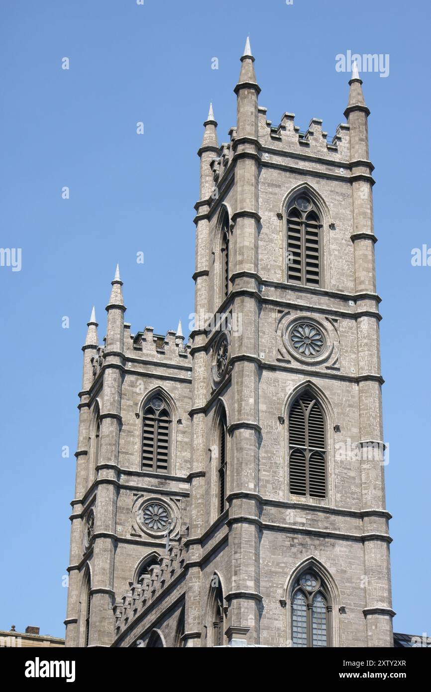 La Cathédrale Notre Dame dans le vieux Montréal en style néo-gothique par l'architecte James O'Donnel Banque D'Images