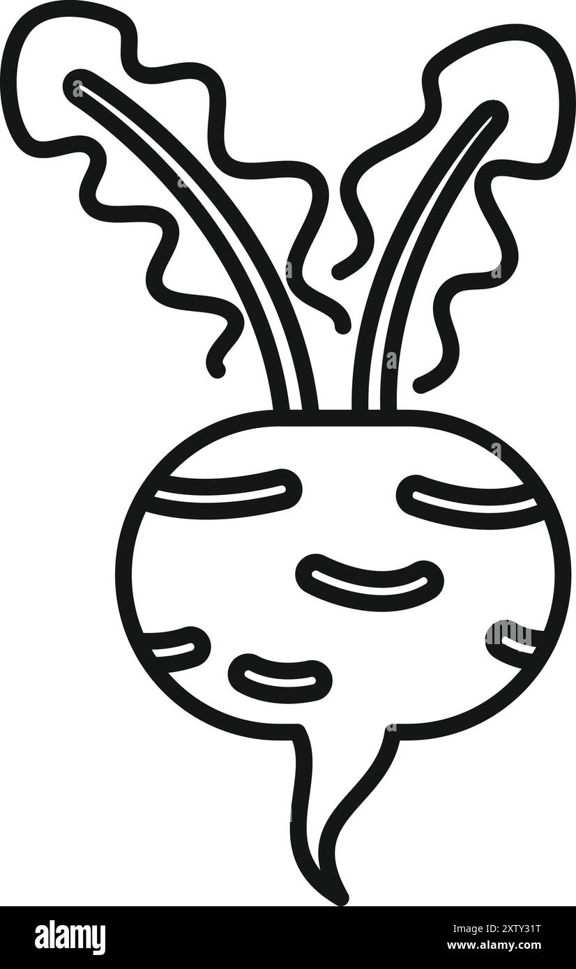 Betterave simple avec des feuilles poussant sur le sol, icône de dessin au trait pour les applications et les sites Web Illustration de Vecteur