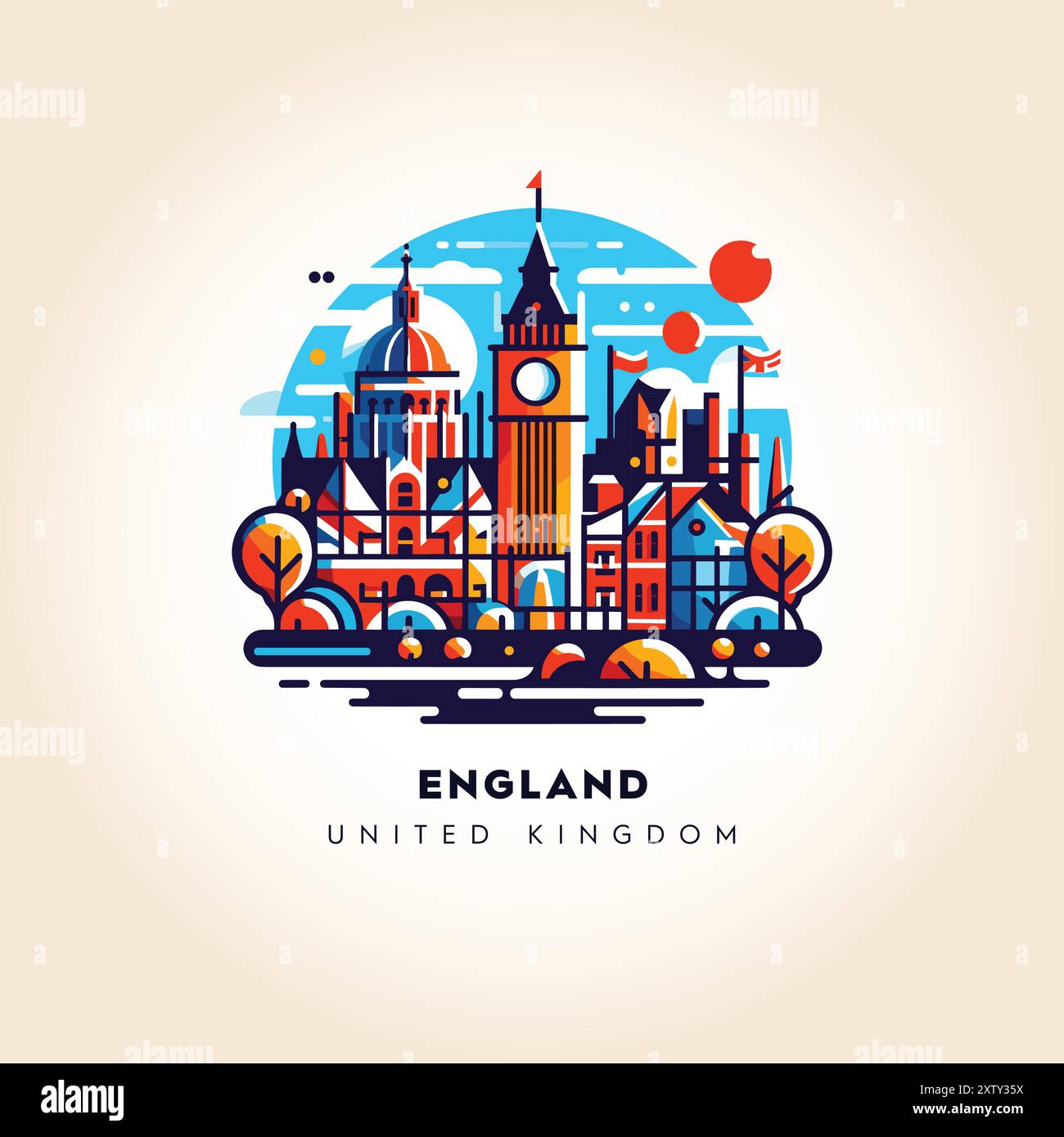England Skyline : illustration vectorielle abstraite colorée Illustration de Vecteur