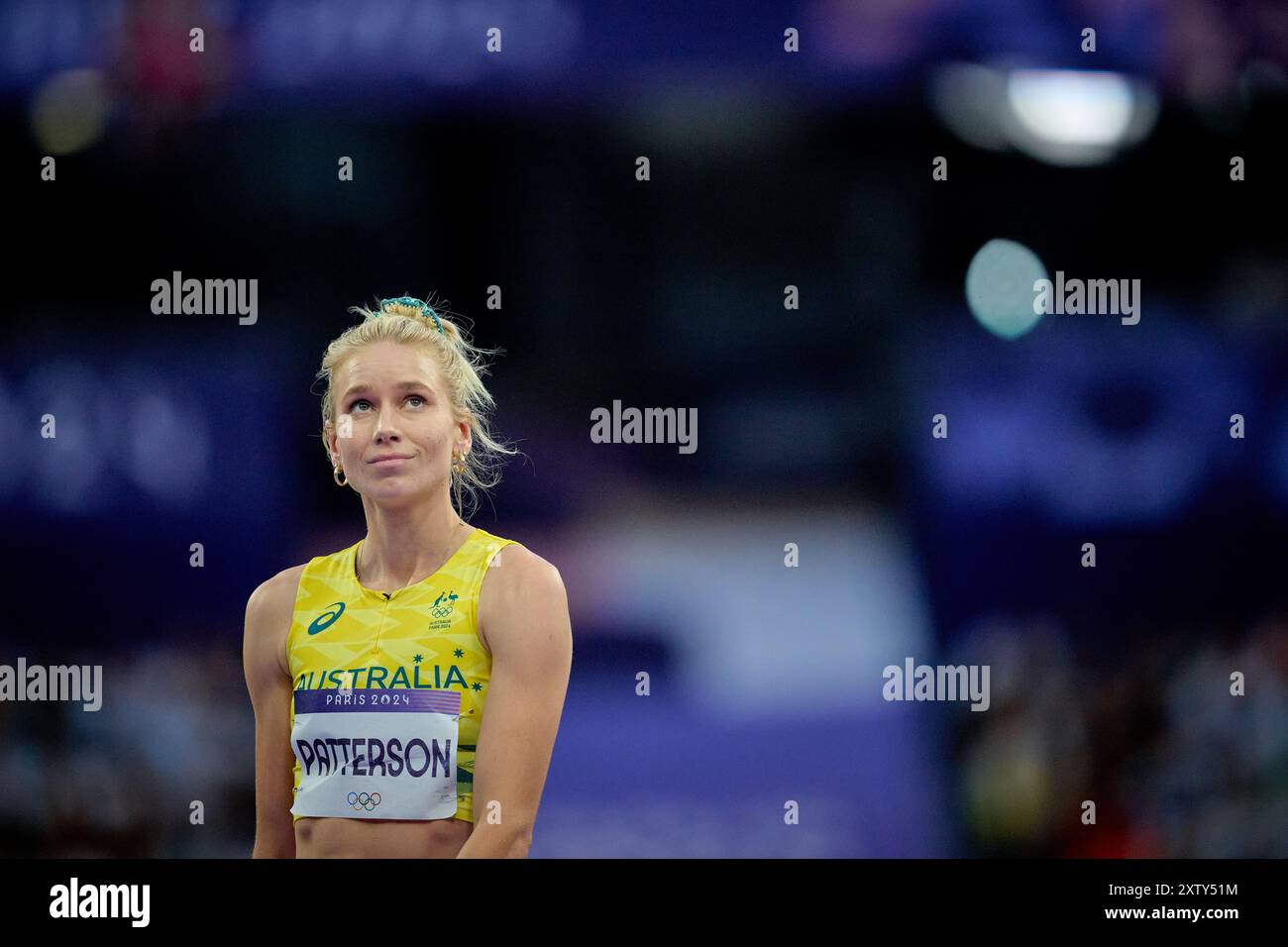 PARIS, FRANCE - 4 AOÛT 2024 : PATTERSON Eleanor, finale féminine de saut en hauteur, Jeux Olympiques de 2024 Banque D'Images