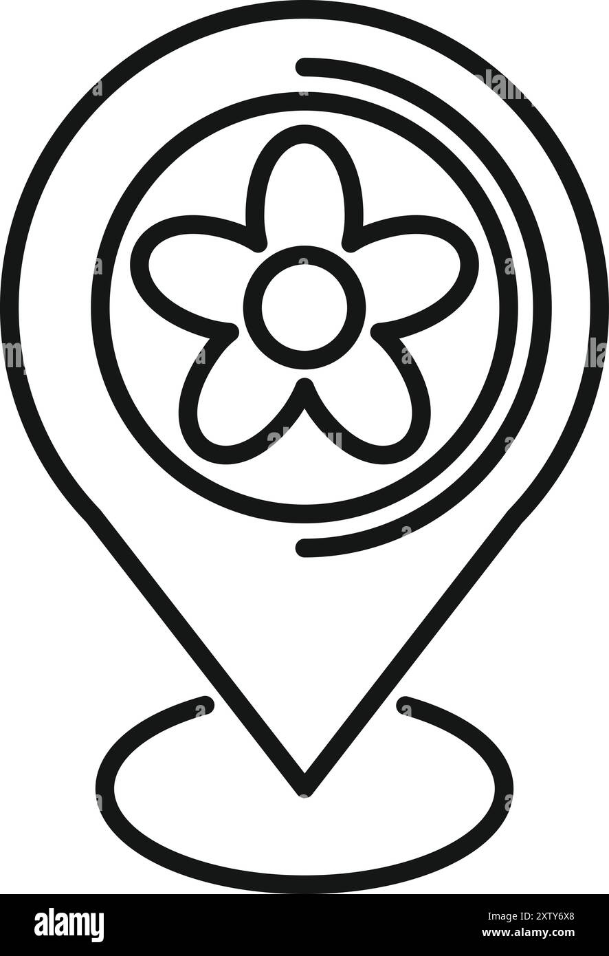 Emplacement PIN montre l'adresse de livraison pour un beau bouquet de fleurs Illustration de Vecteur