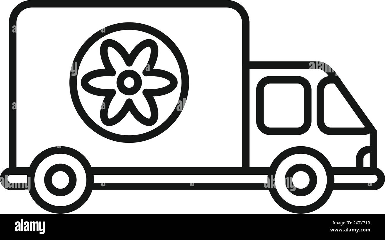 Icône de ligne simple d'un camion de livraison transportant des fleurs, parfait pour représenter une entreprise florale Illustration de Vecteur