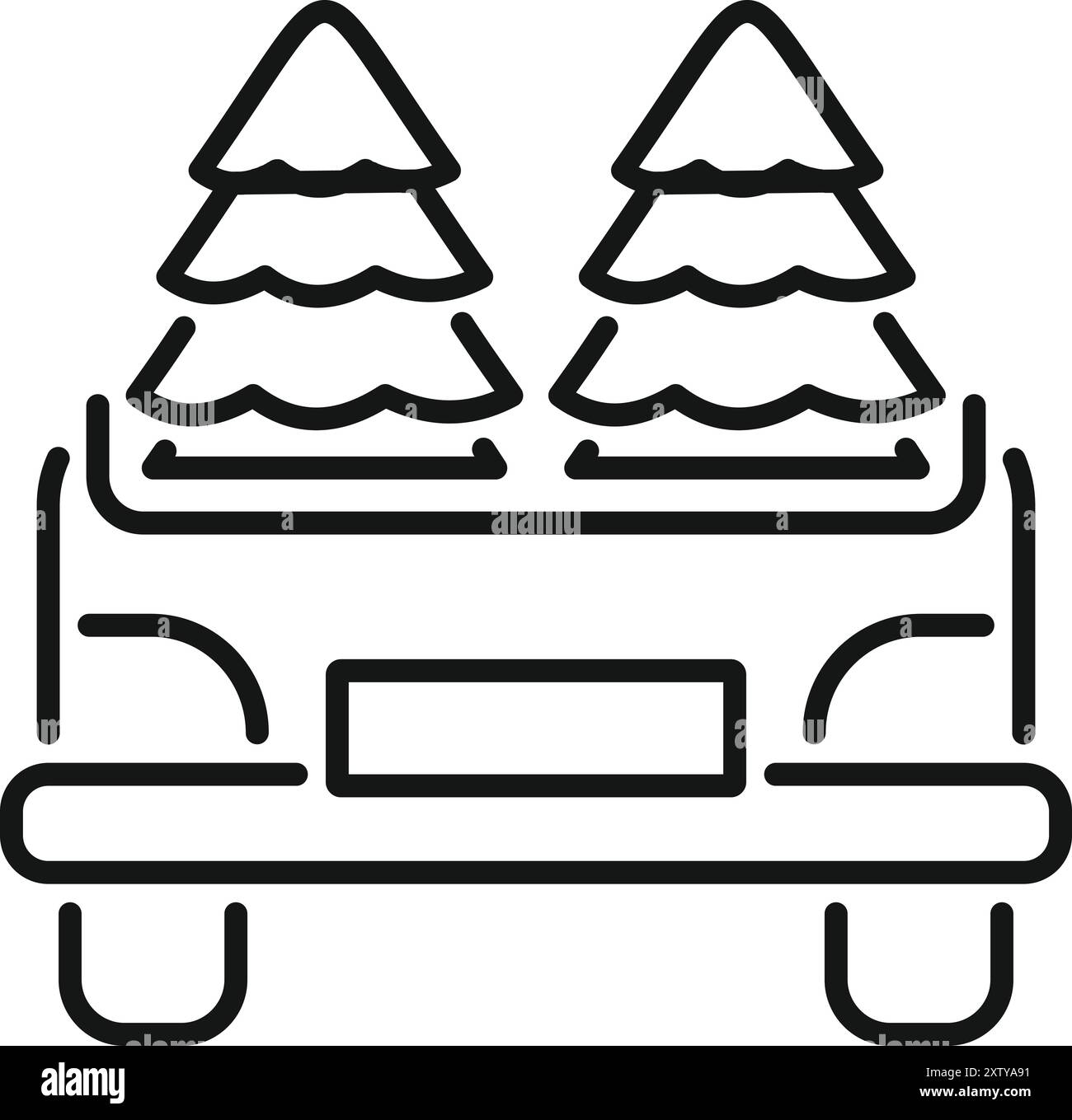 Illustration simple d'une camionnette transportant deux arbres de noël, parfait pour le web, mobile et imprimé Illustration de Vecteur