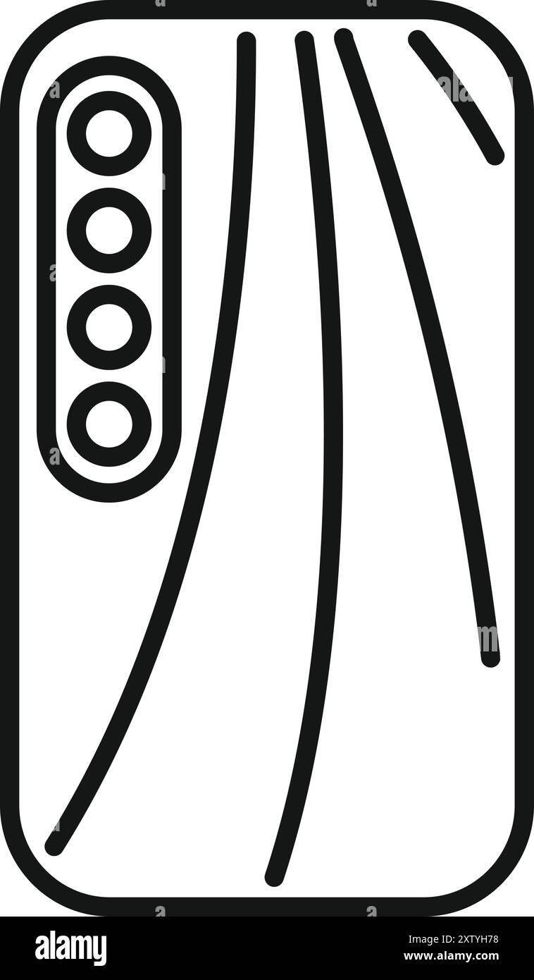 Icône de ligne d'un smartphone avec un objectif d'appareil photo, représentant la photographie mobile Illustration de Vecteur