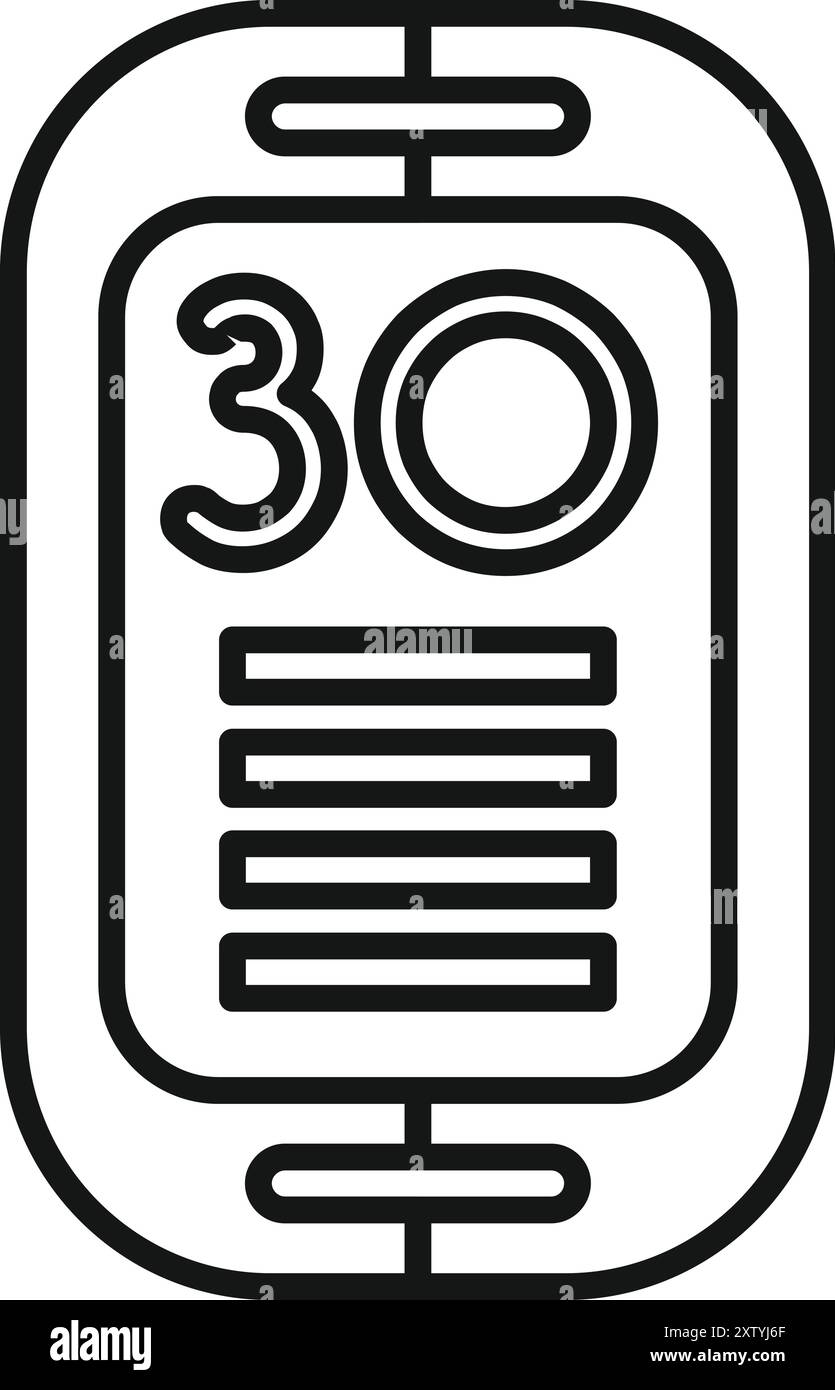 Icône de ligne d'un smartphone affichant une limite de vitesse, soulignant l'importance des pratiques de conduite sûres Illustration de Vecteur