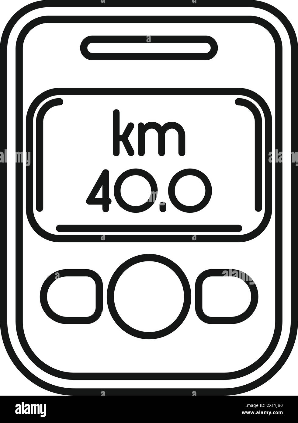 Icône de ligne simple d'un compteur de vitesse électronique indiquant quarante kilomètres par heure Illustration de Vecteur