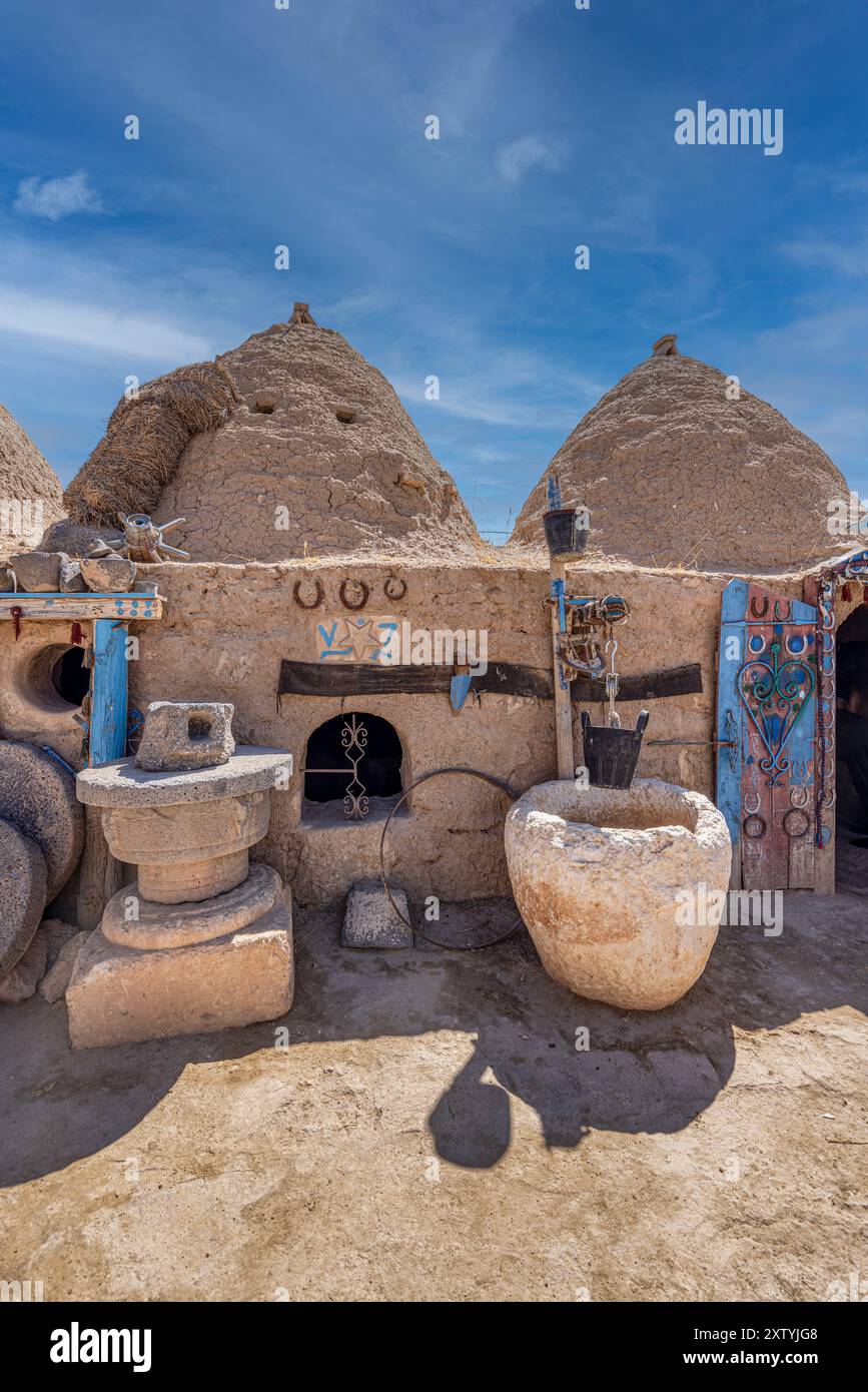 Harran, Sanliurfa, Turquie vue des maisons coniques traditionnelles de Harran. Voici la photo de la maison typique Harran. Les maisons sont faites de boue. Coni Banque D'Images