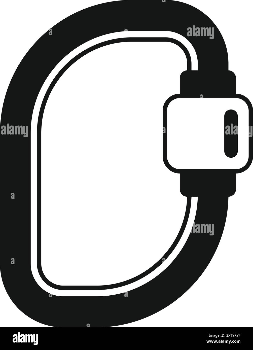 Mousqueton d'escalade noir pour l'alpinisme assurant la sécurité pendant l'escalade Illustration de Vecteur