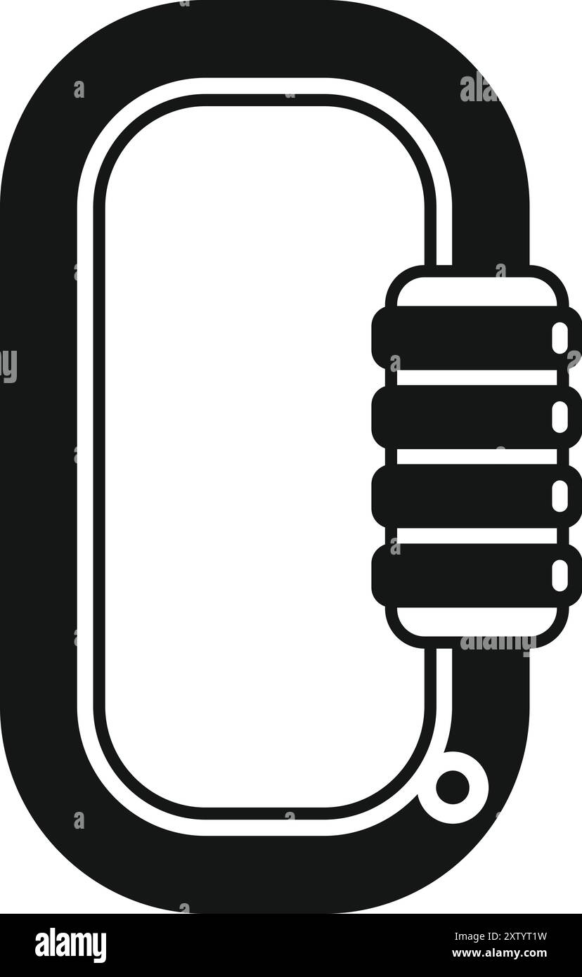 Mousqueton d'escalade noir assurant la sécurité pendant les activités d'escalade Illustration de Vecteur