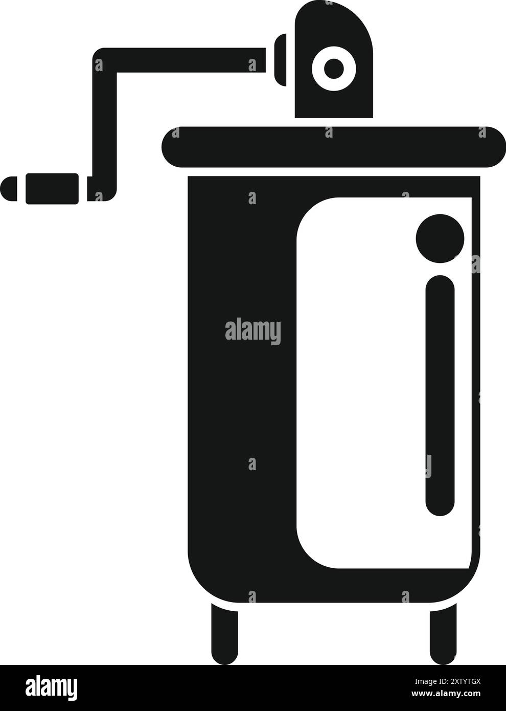 Ancienne machine à laver avec un mécanisme rotatif actionné par une poignée Illustration de Vecteur