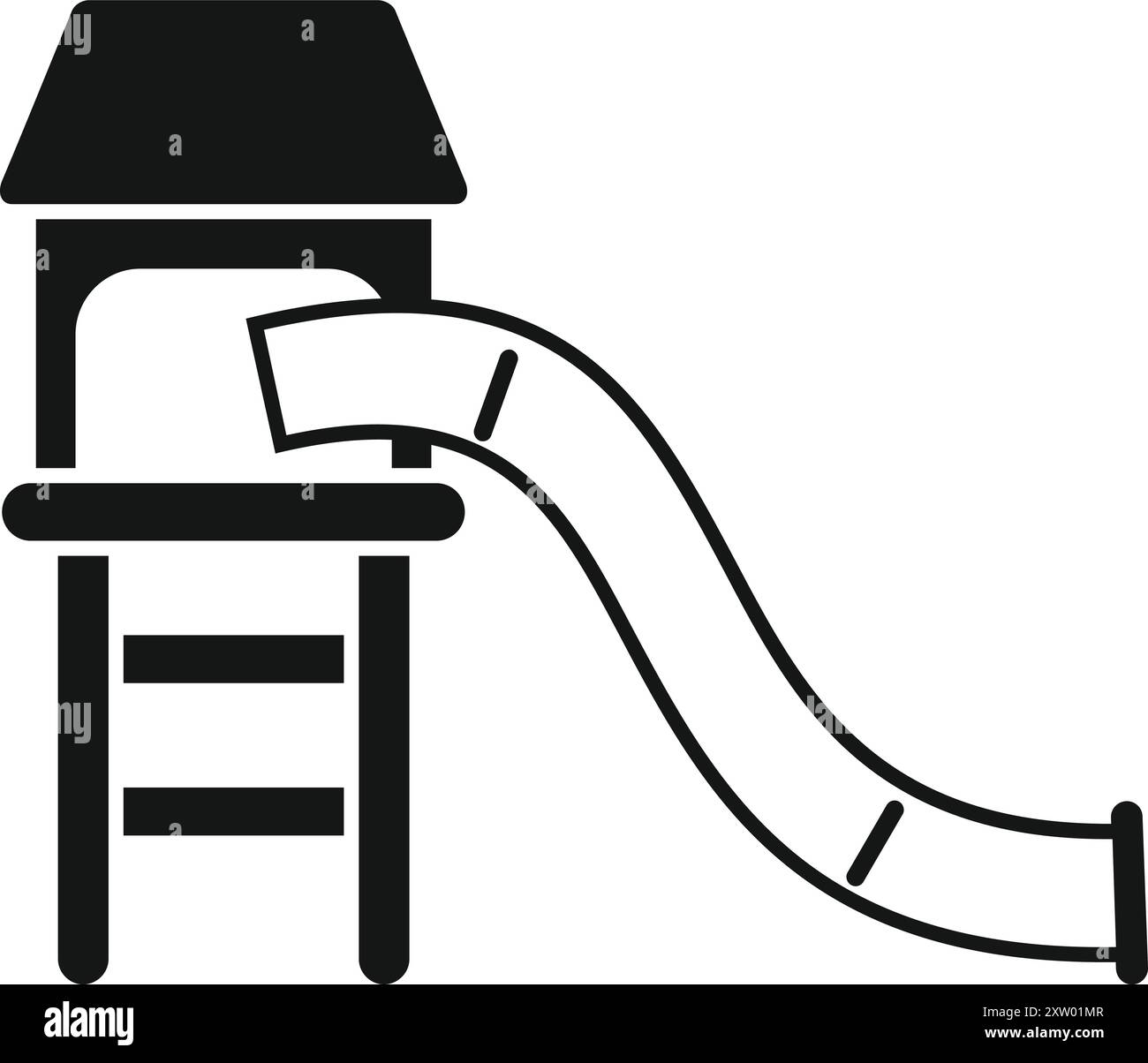 Icône simple d'un toboggan d'aire de jeux pour enfants allant d'une plate-forme au sol Illustration de Vecteur