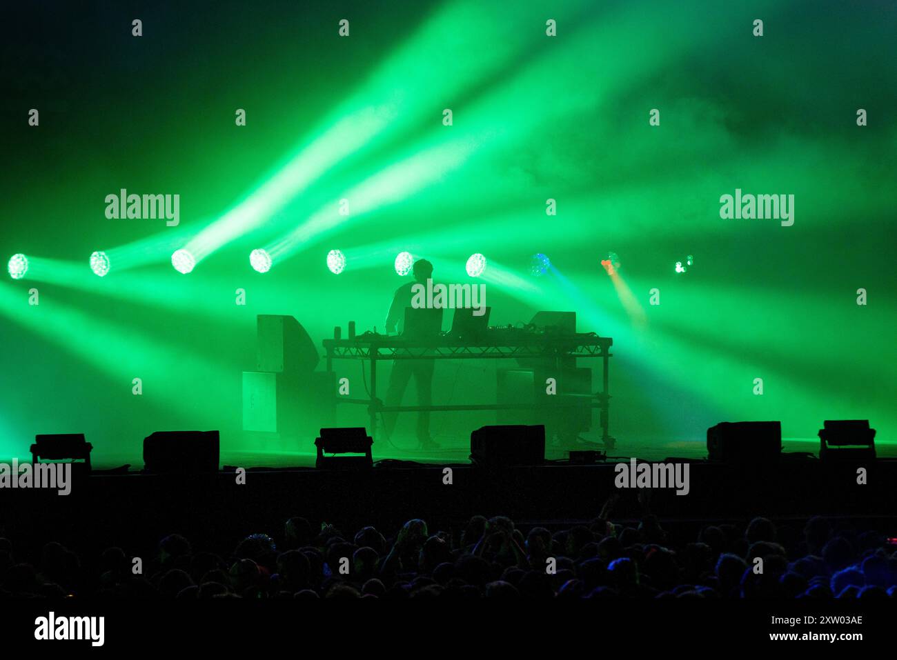 GREEN MAN FESTIVAL, BRECON, PAYS DE GALLES, Royaume-Uni - 16 AOÛT 2024 : le pionnier de la musique de danse et compositeur de films Jon Hopkins est en tête d'affiche de la Mountain Stage. Deuxième jour du Green Man Festival 2024 au Glanusk Park, Brecon, pays de Galles. Photo : Rob Watkins/Alamy Live News. Banque D'Images