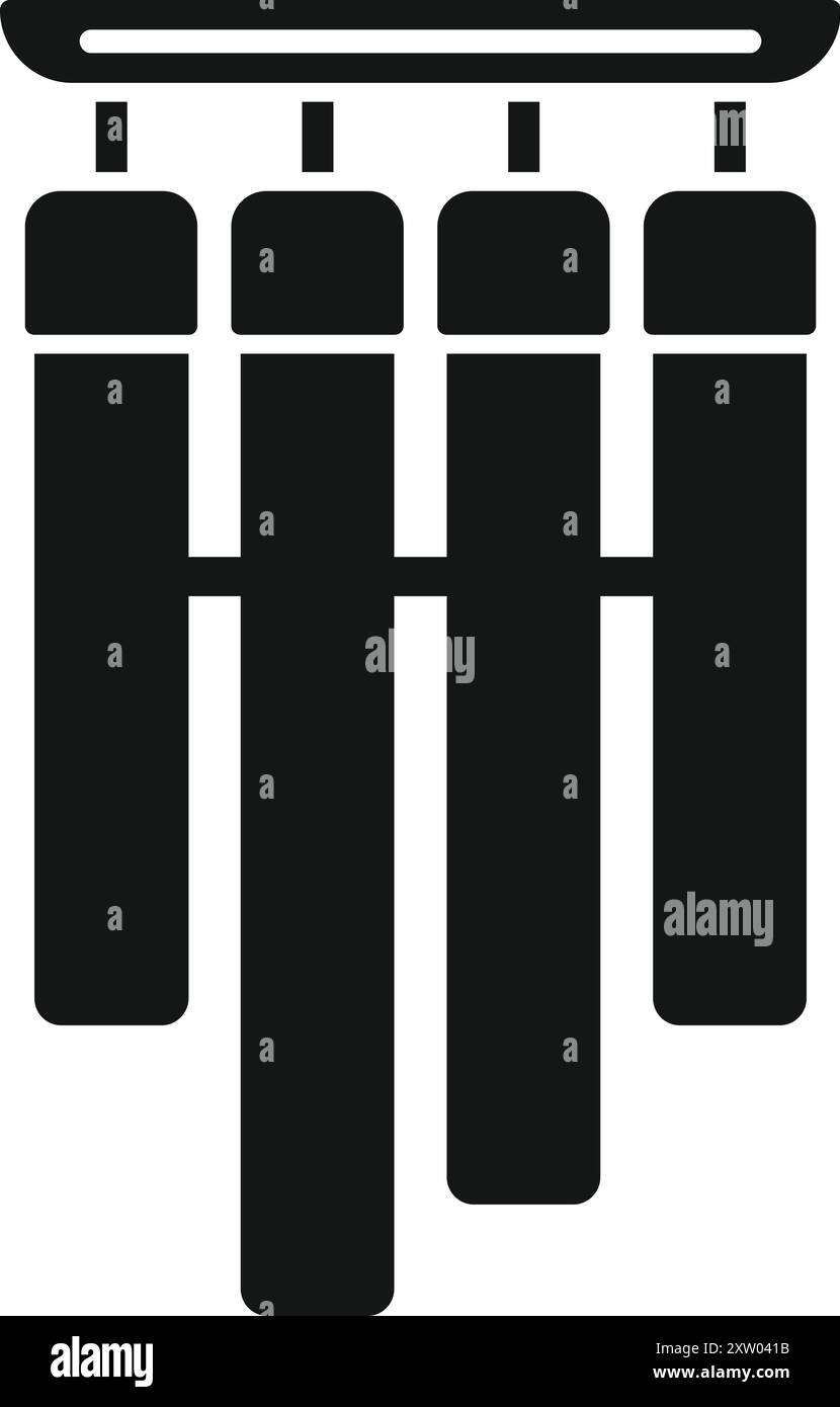 Carillon de vent en métal noir suspendu dans la brise, créant une atmosphère paisible et relaxante Illustration de Vecteur