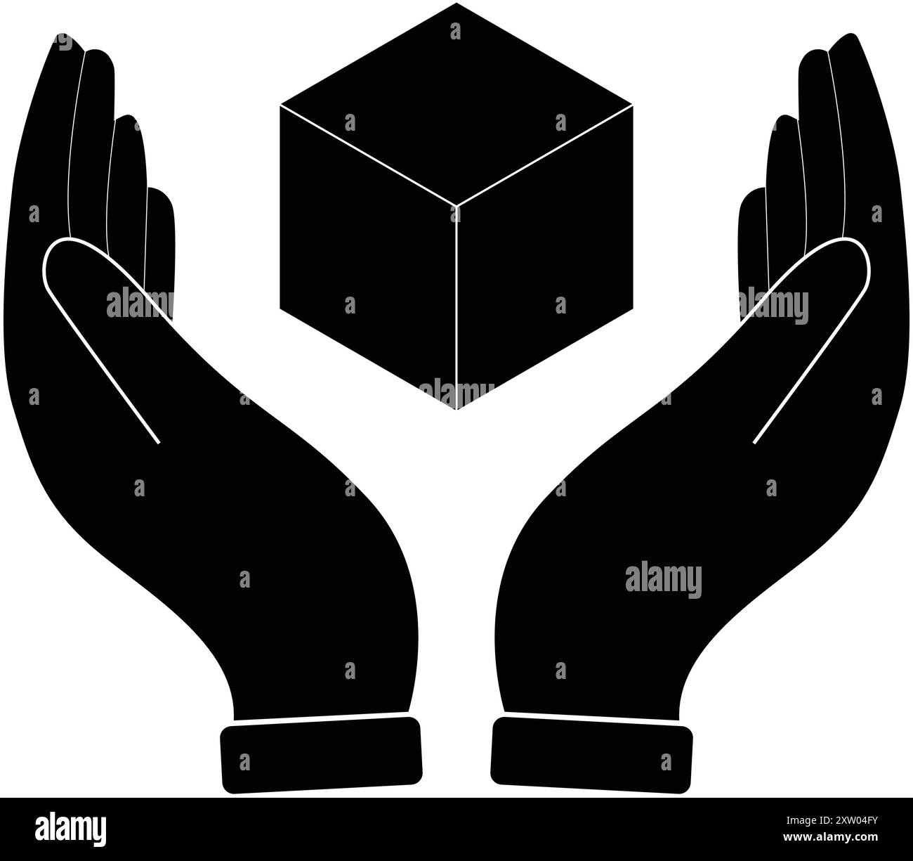 Les deux mains avec l'icône de la maison, maison d'achat, prêt à la maison, épargne à la maison, main tenant la maison, achat de biens immobiliers Illustration de Vecteur