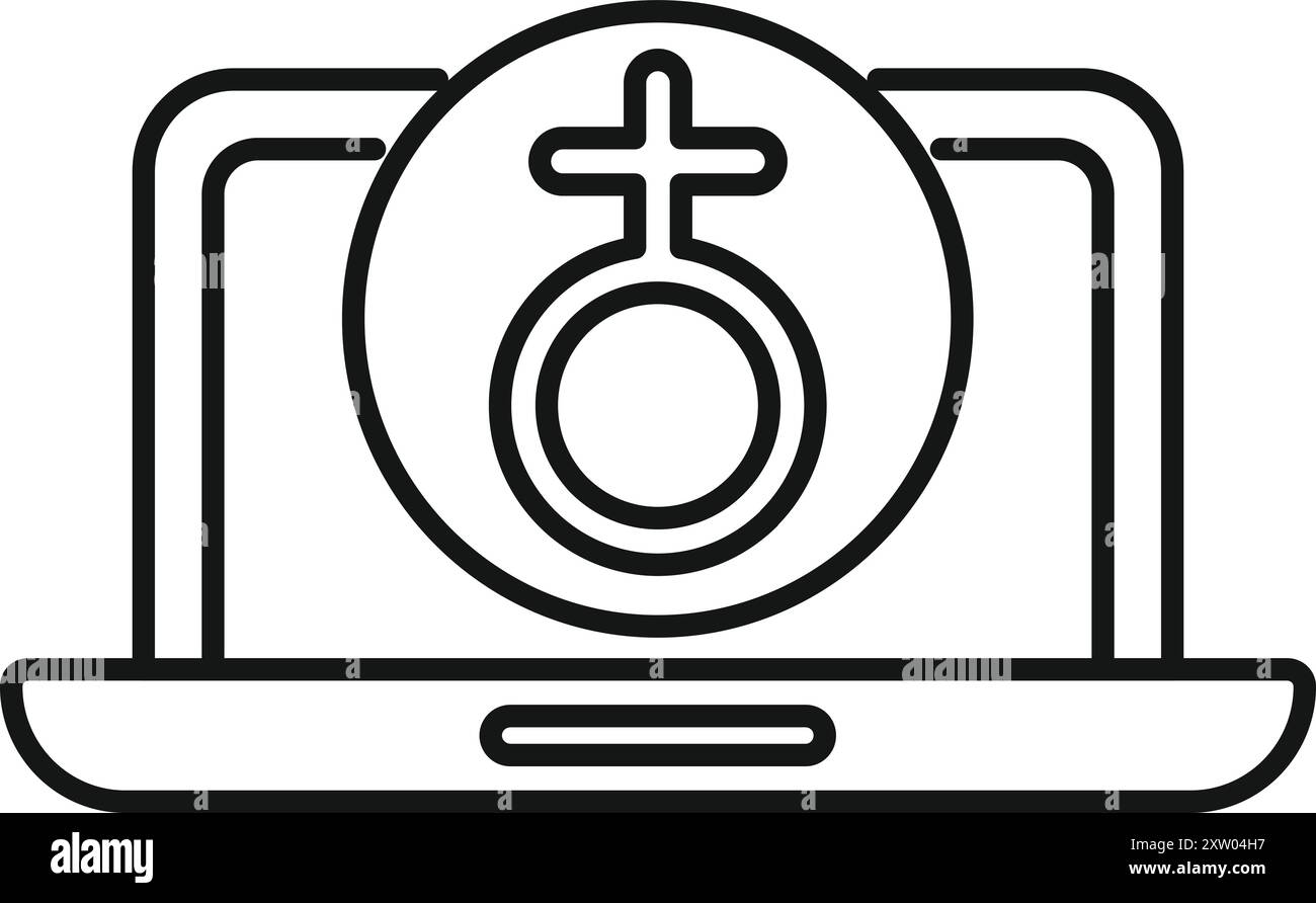 Ordinateur portable montre le symbole féminin, représentant le concept de féminisme en ligne et de défense des droits des femmes à l'ère numérique Illustration de Vecteur
