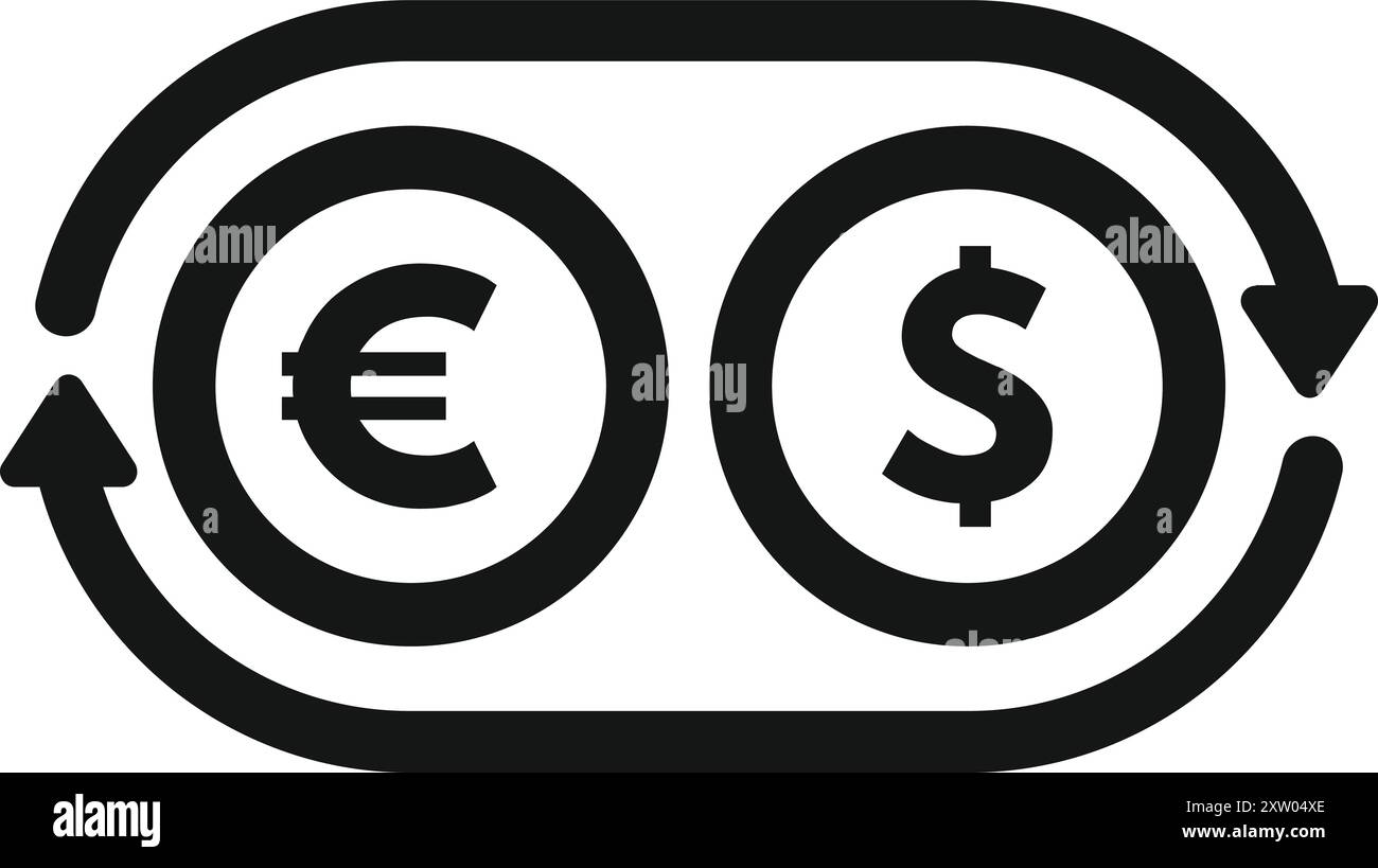 Icône de change représentant la conversion entre le dollar américain et l'euro, idéal pour illustrer les transactions financières Illustration de Vecteur