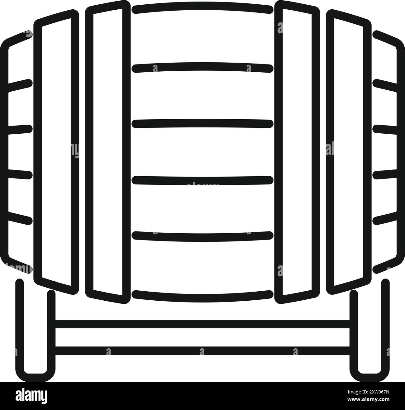 Le fût en bois classique est debout sur un support, potentiellement utilisé pour le vieillissement du vin ou de la bière Illustration de Vecteur