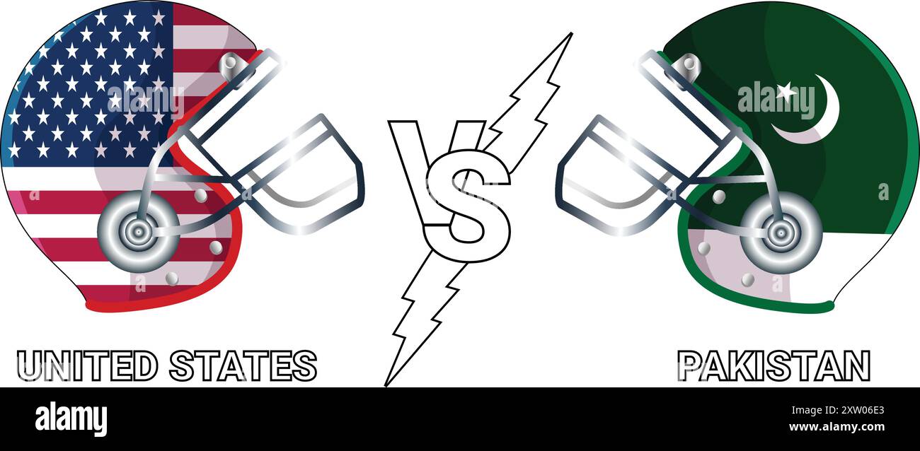 États-Unis vs Pakistan 3D illustration Vector drapeaux sur le casque de cricket pour versus match avec fond transparent Illustration de Vecteur