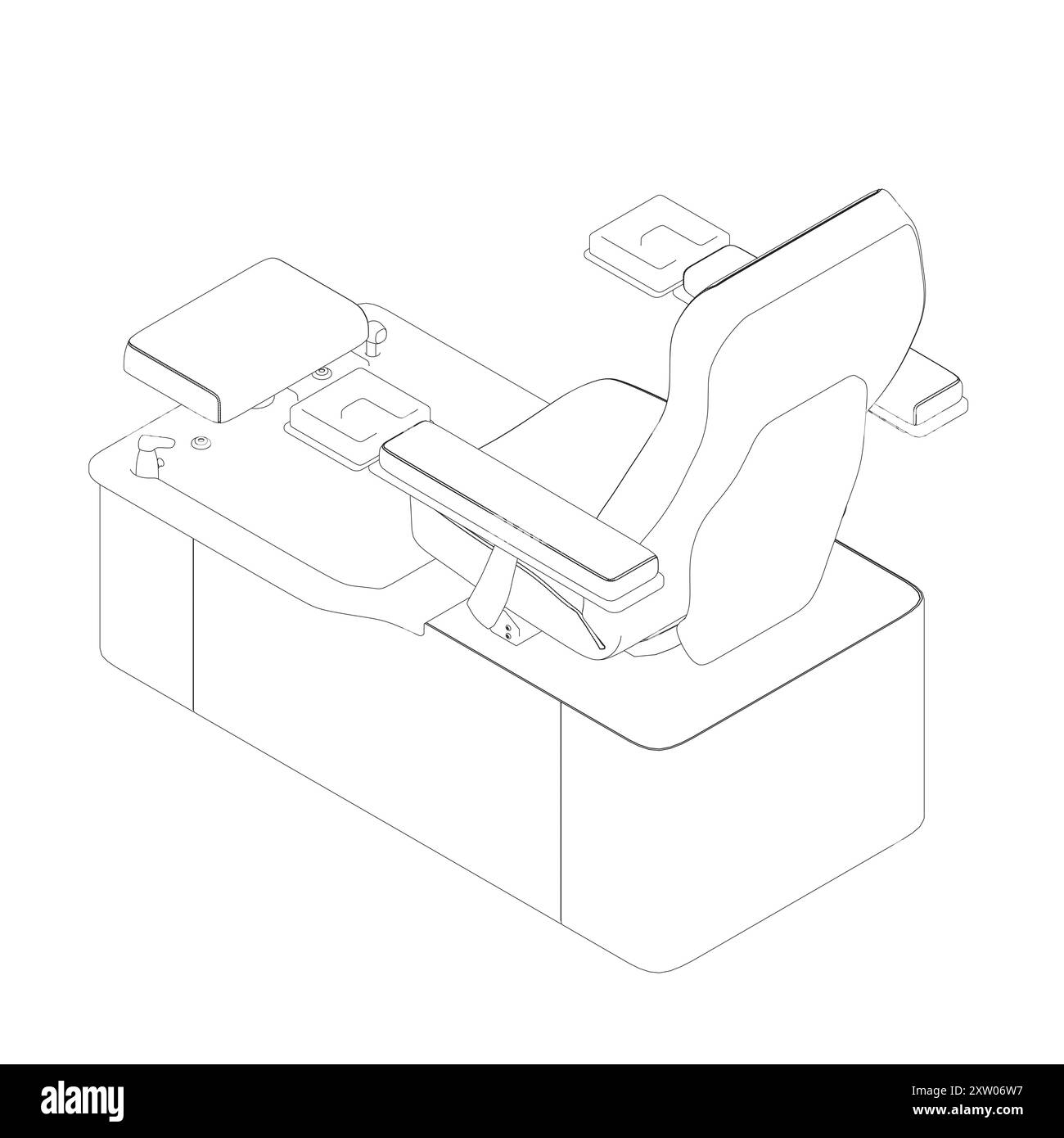 Contour de chaise de spa pour laver les pieds des clients. Contour de chaise de massage fond blanc isolé. Illustration vectorielle. Vue arrière. Illustration de Vecteur