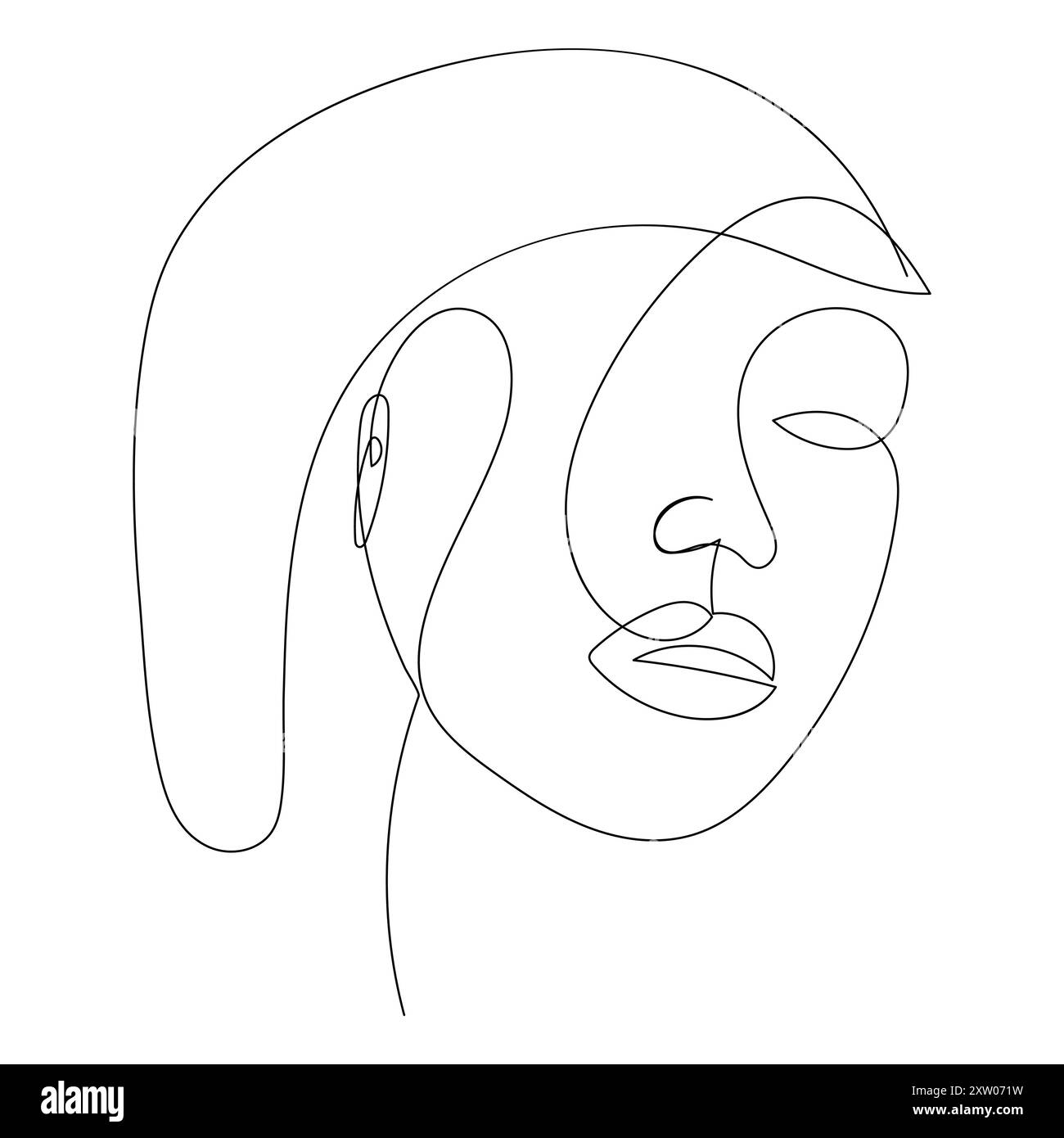 Profil de femme concept de beauté féminine. Illustration vectorielle de dessin de ligne, femme face ligne art dessin abstrait ligne dessin beauté fille visage féminin, Illustration de Vecteur