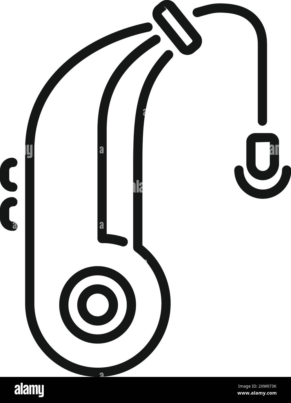Aide auditive moderne avec un design élégant, symbolisant l'amélioration de l'audition et de la communication pour les personnes souffrant de perte auditive Illustration de Vecteur