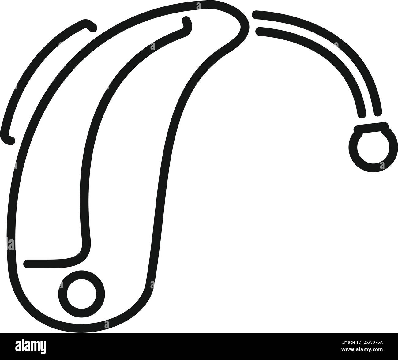 Icône de ligne simple représentant une aide auditive, un appareil conçu pour améliorer l'audition des personnes souffrant de perte auditive Illustration de Vecteur