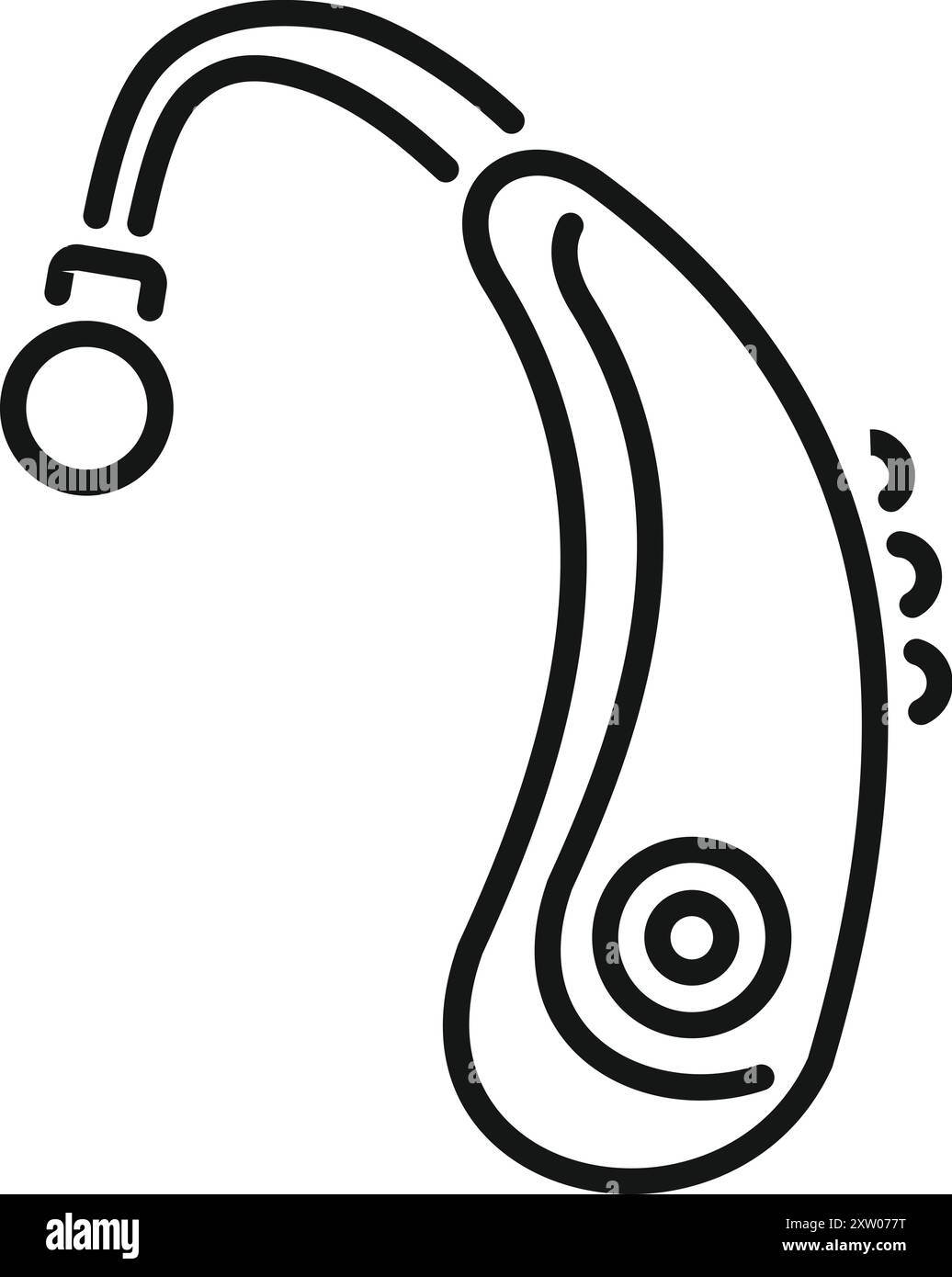 Icône de ligne simple d'une prothèse auditive, représentant la technologie d'assistance pour la perte auditive Illustration de Vecteur