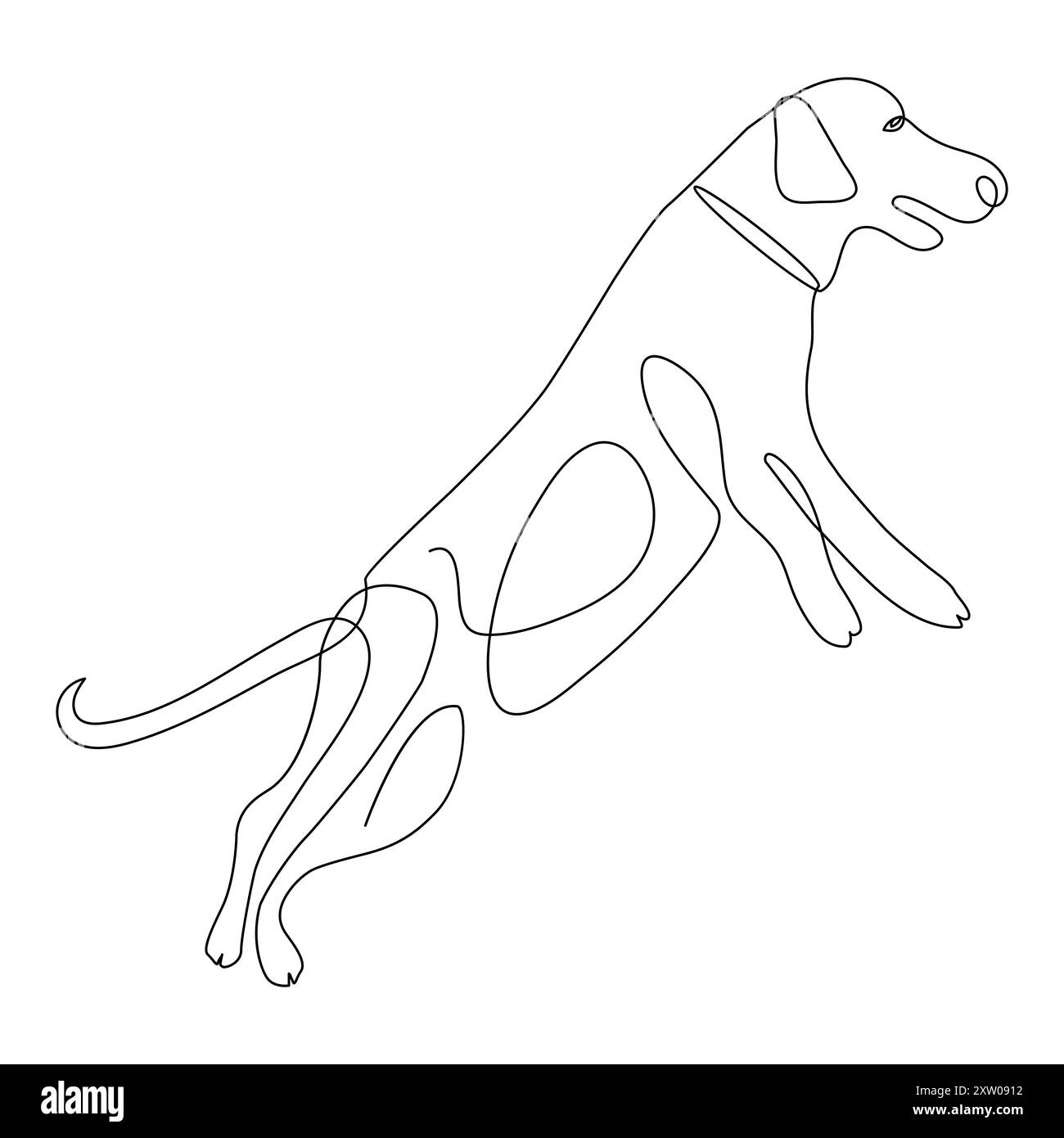 Chien continu d'une ligne dessinant la conception d'illustration vectorielle de ligne Illustration de Vecteur