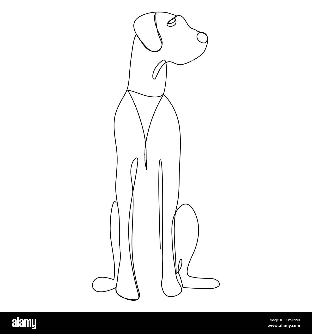 Chien continu d'une ligne dessinant la conception d'illustration vectorielle de ligne Illustration de Vecteur