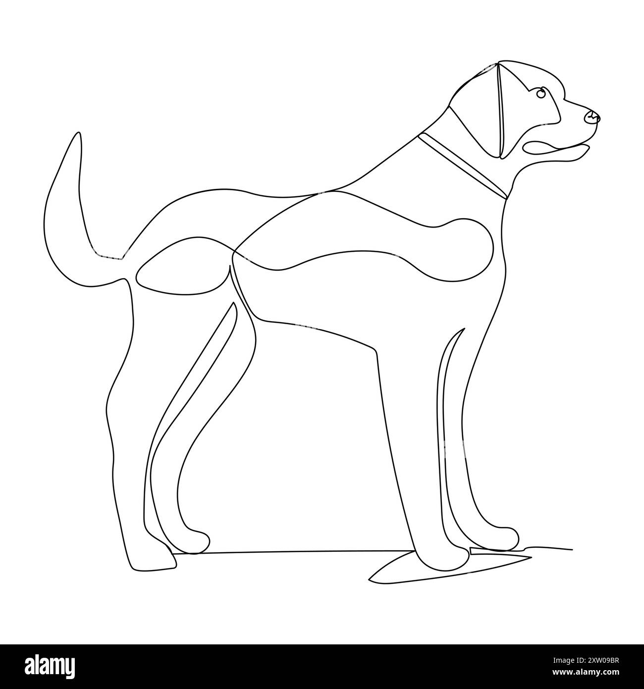 Chien continu d'une ligne dessinant la conception d'illustration vectorielle de ligne Illustration de Vecteur