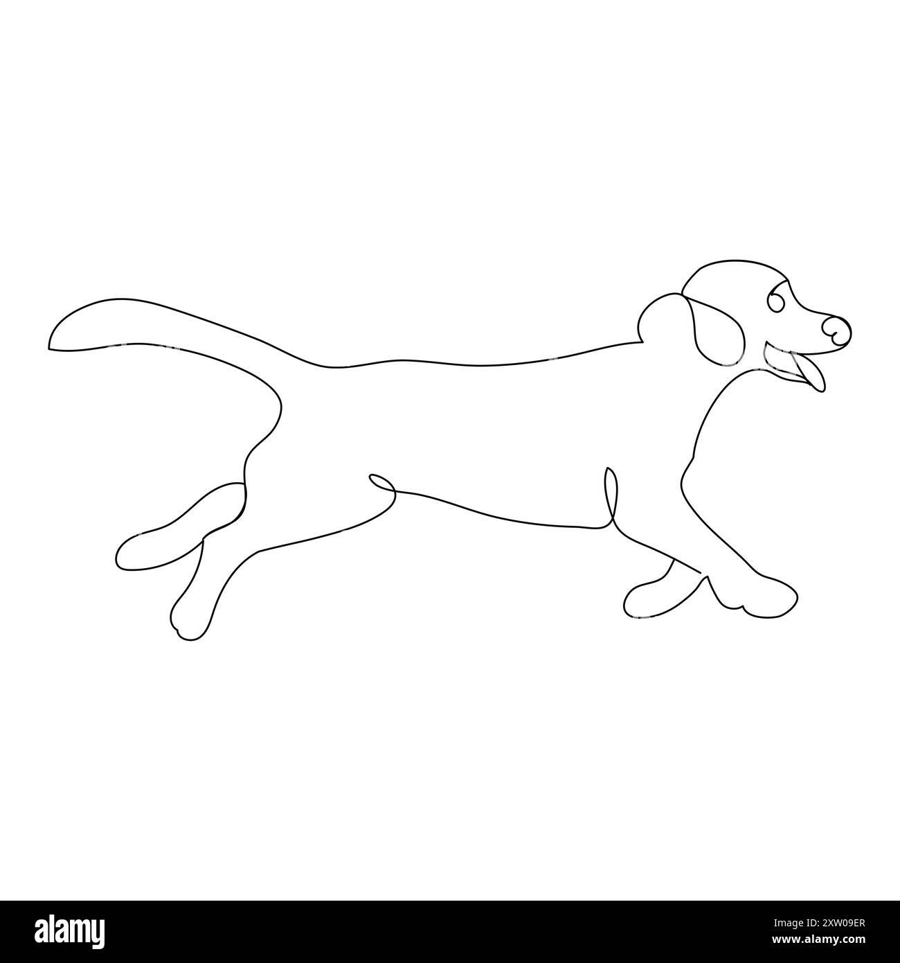 Chien continu d'une ligne dessinant la conception d'illustration vectorielle de ligne Illustration de Vecteur