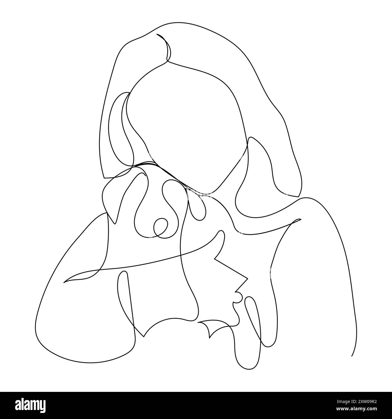 Chien continu d'une ligne dessinant la conception d'illustration vectorielle de ligne Illustration de Vecteur