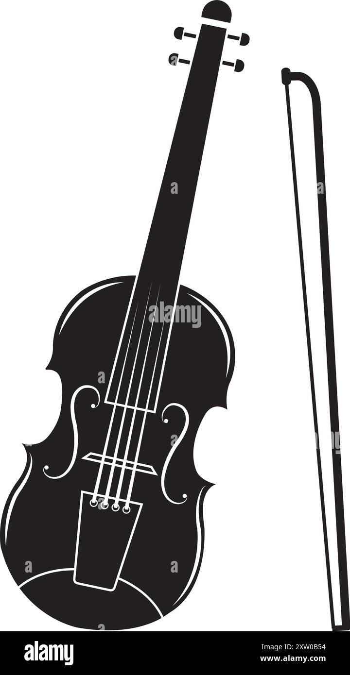 Modèle de logo d'illustration d'icône de vecteur pour violon. Illustration de Vecteur