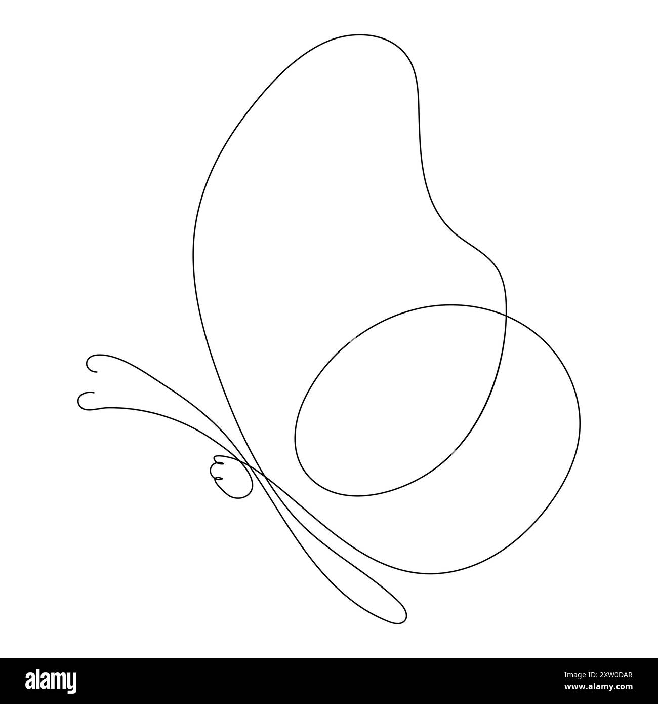 Illustration de dessin d'art de contour de papillon volant d'une ligne continue Illustration de Vecteur