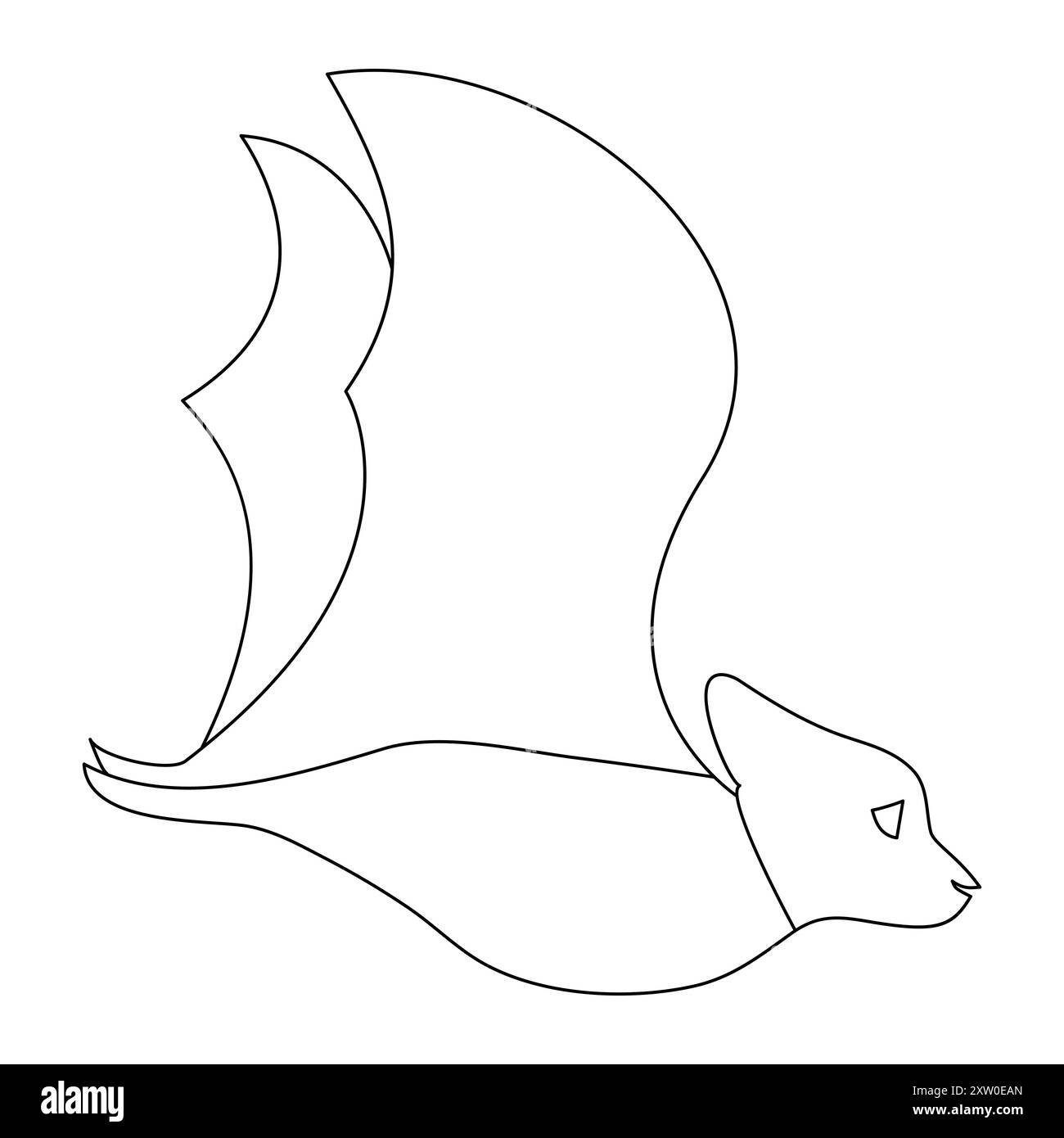 Illustration de dessin d'art de contour de papillon volant d'une ligne continue Illustration de Vecteur